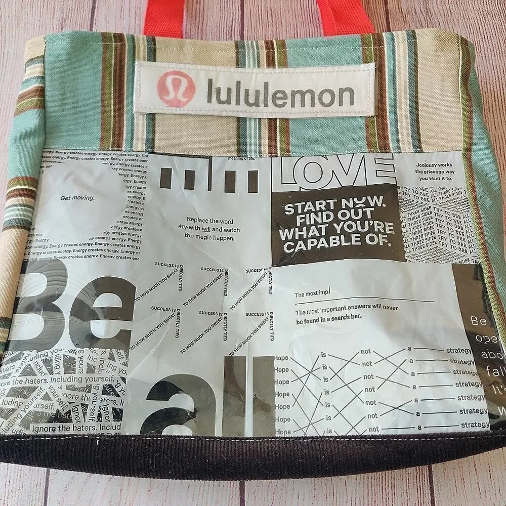 Lululemon striped one-of-a-kind upcycle handmade tote
